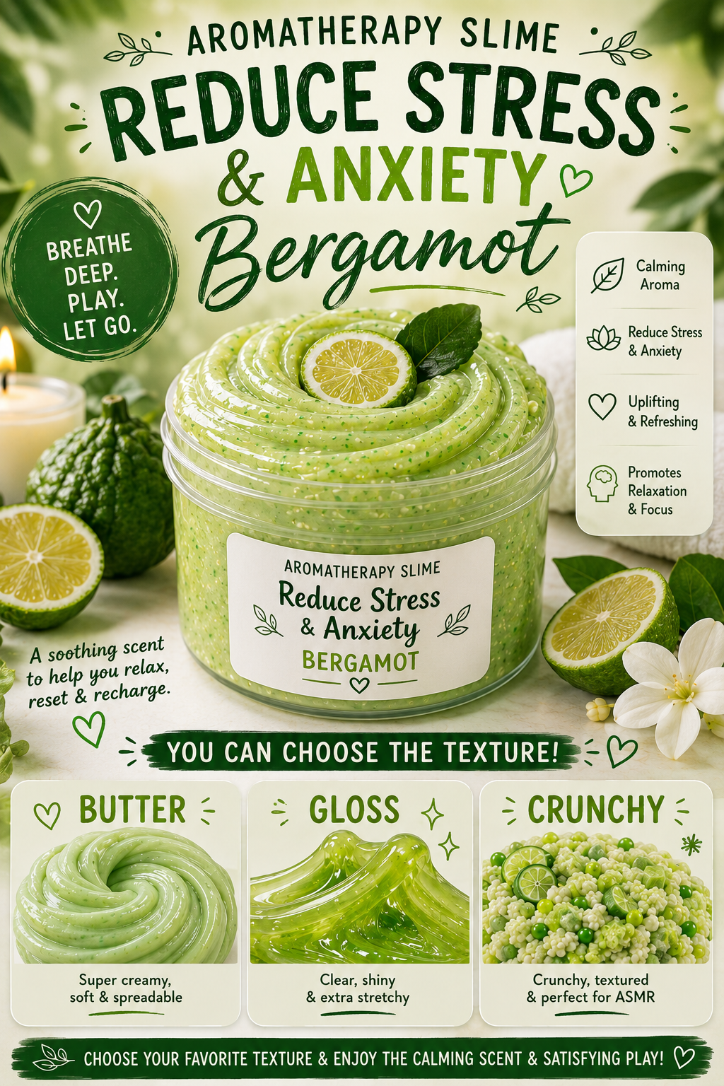 Reduce stress and Anxiety Bergamot Aromatherapy Slime