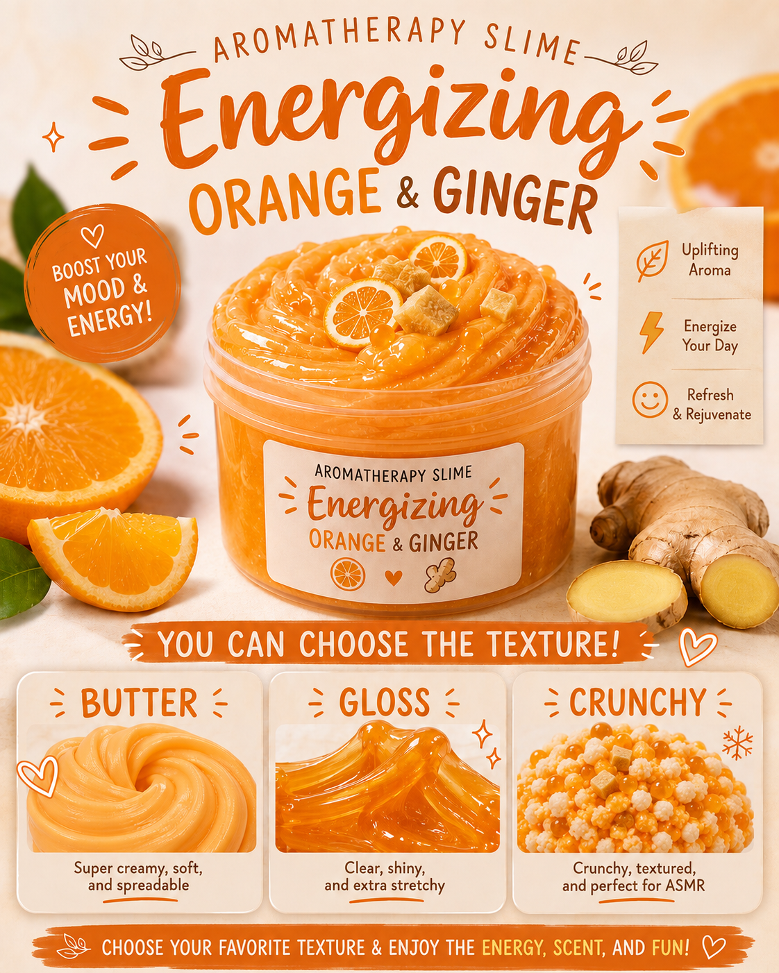 Energizing Orange and Ginger Aromatherapy Slime