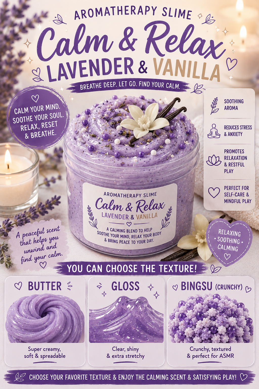 Lavender & Vanilla               calm and relax