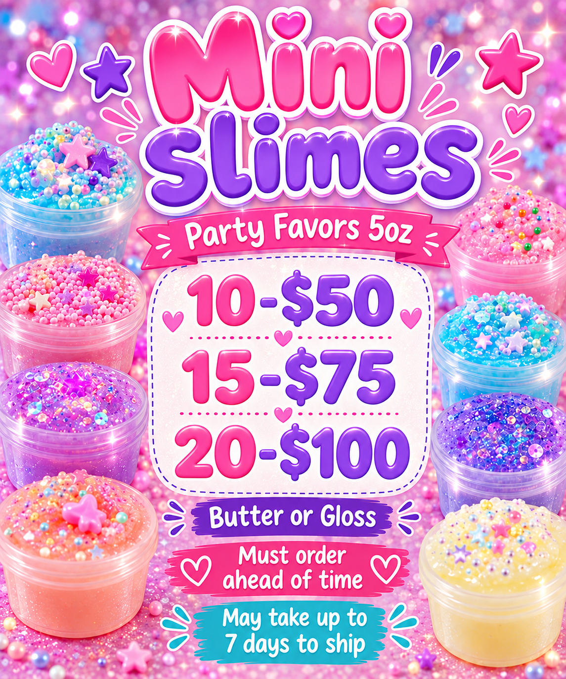 Mini Party Slimes (Smaller Orders)